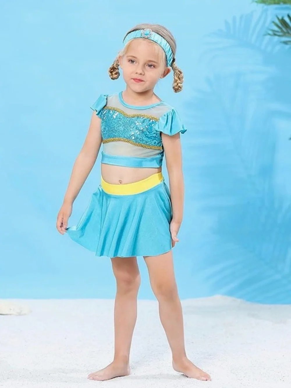 Princess Jasmine Swimsuit Kids, Size 2T-3T (110), 3 pc. New,Ruffles Fancy Swimwe